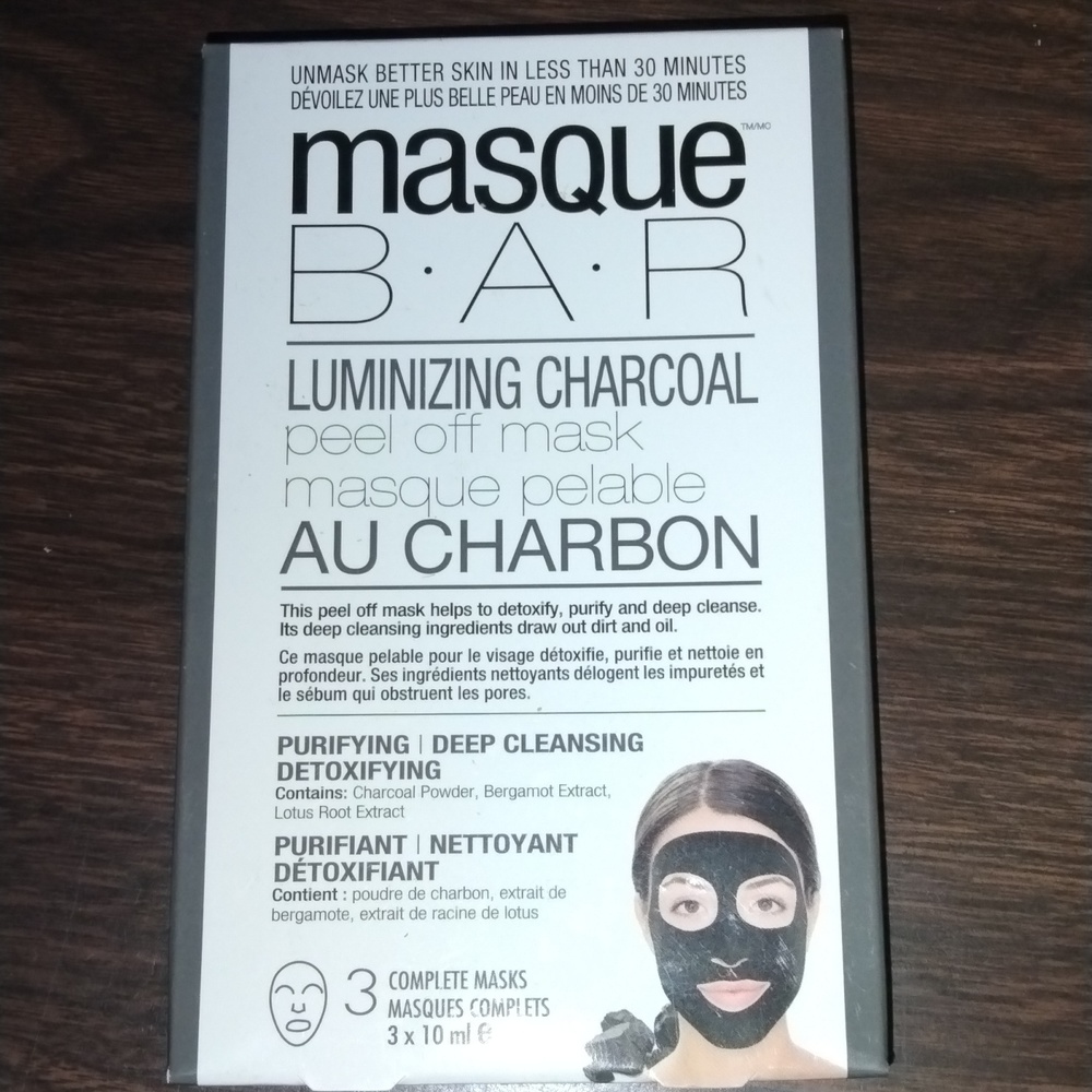 Masque BAR Luminizing Charcoal Facial Peel Off Mask Detoxify Purify Deep Cleanse